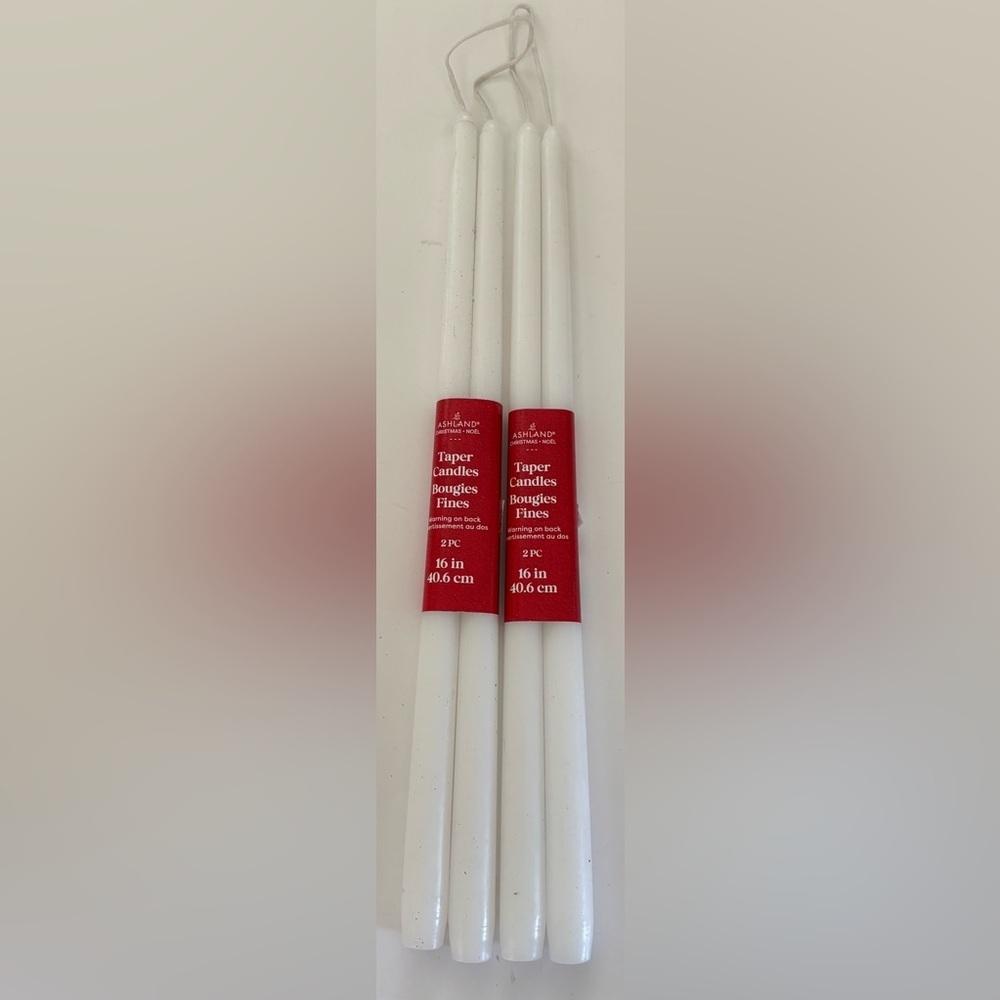 Long taper candles with long wicks NEW NWT white 16 in Ashland decor
